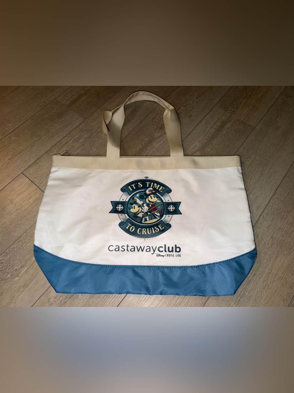 Disney Cruise Line Castaway Blue & Cream Nautical Logo Tote
